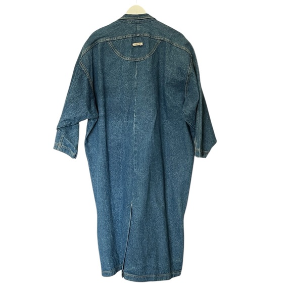 Cherokee Vintage 80’s Oversized Denim Duster Trench Coat Jacket USA made M - Picture 2 of 13